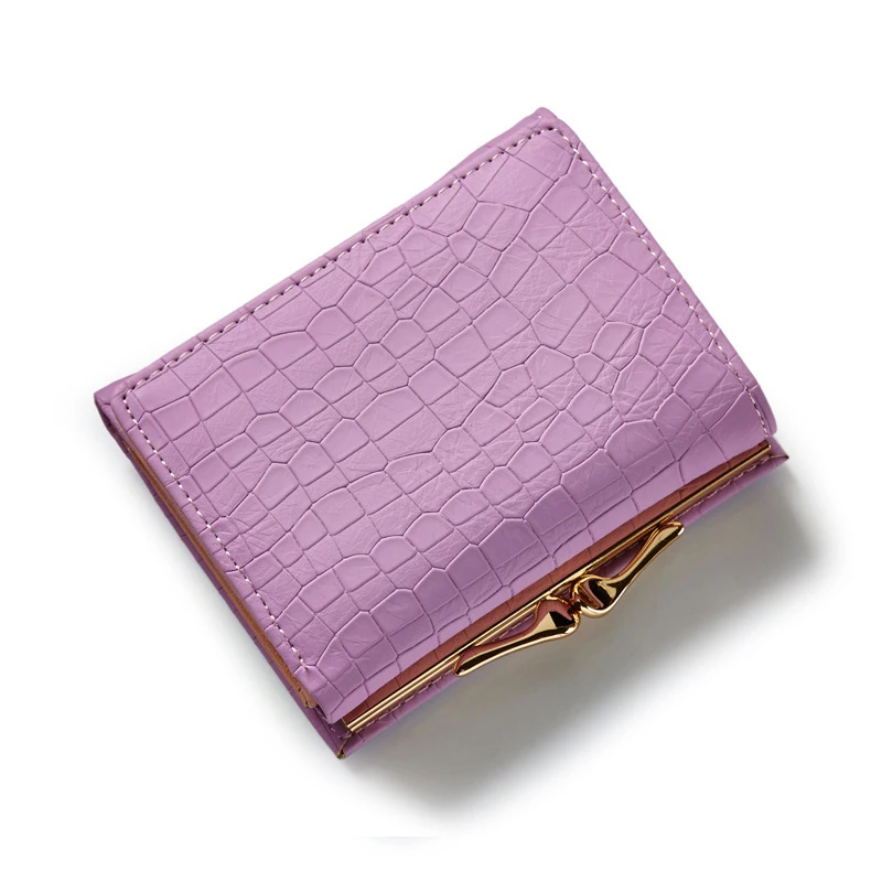 

Women Small Lock Wallet Multifunctional Purse Short Style Closure Three Fold Fashion Handbag Money Bag More Card Slots