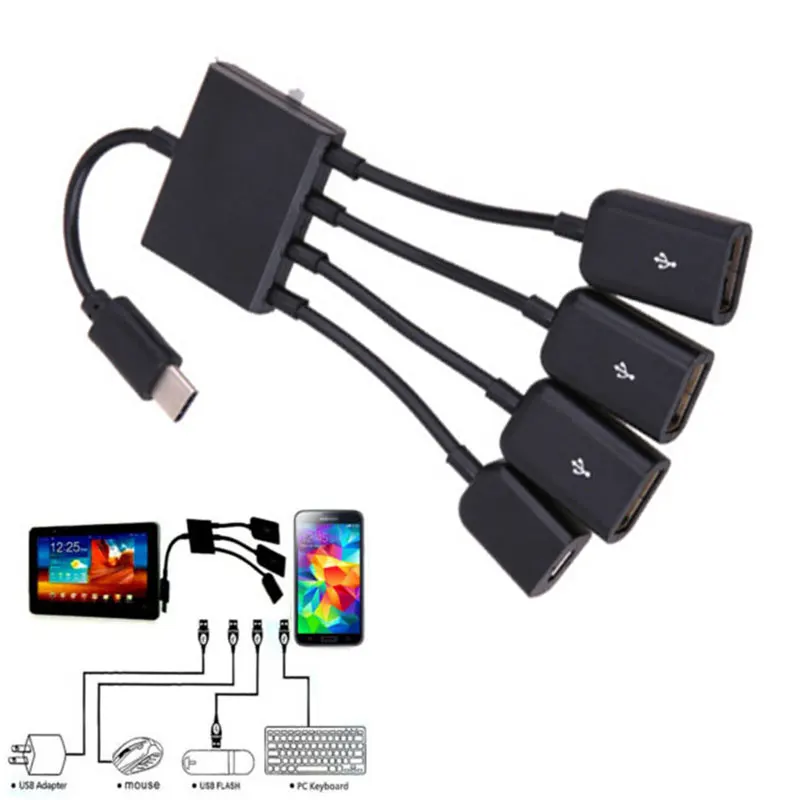 

USB Type C OTG Cable 4 Port Hub Adapter USB 3.1 Type C Hub To USB 2.0 Port HUB Conventer for Sansumg Xiaomi Huawei