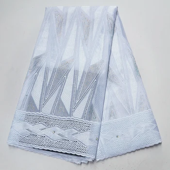 

White Nigerian Cotton Dry Korean Lace Fabrics Stones French Guipure African Swiss Voile Lace In Switzerland for Women Men Dress