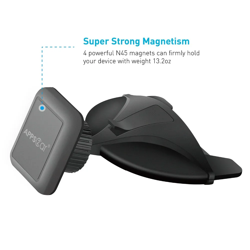 CD Slot Magnetic Car Mount, APPS2Car Universal Phone Holder One Touch Installation for iPhone 7 6S 6 plus 5S 5 SE, Samsung Galaxy S7 edge S6 S5 Note 3, LG G5, Sony Z5 Z4 Z3, Motorola, HTC M01-CD3 b