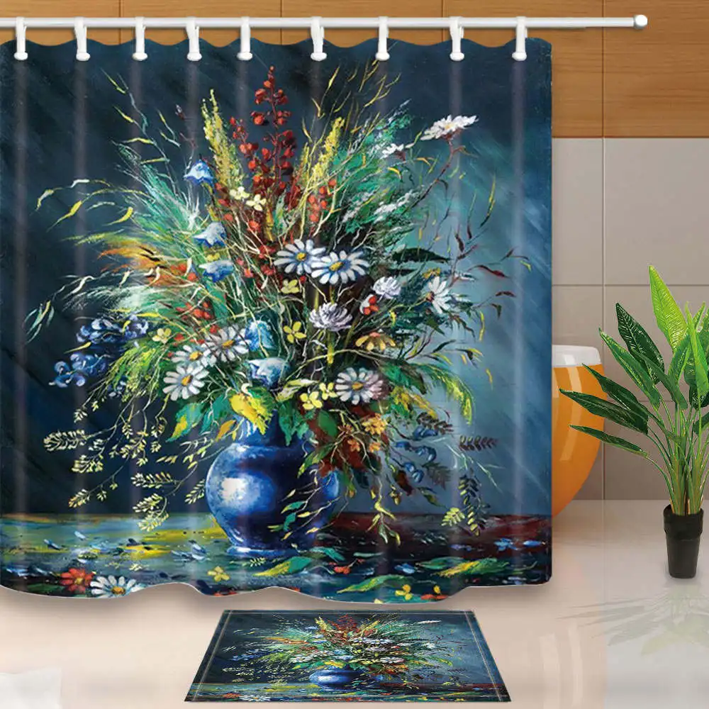 Цветочные занавески для душа картина кирпичная стена цвет занавески для ванной художественный дизайн домашний Декор водонепроницаемый и устойчивый к плесени с крючками