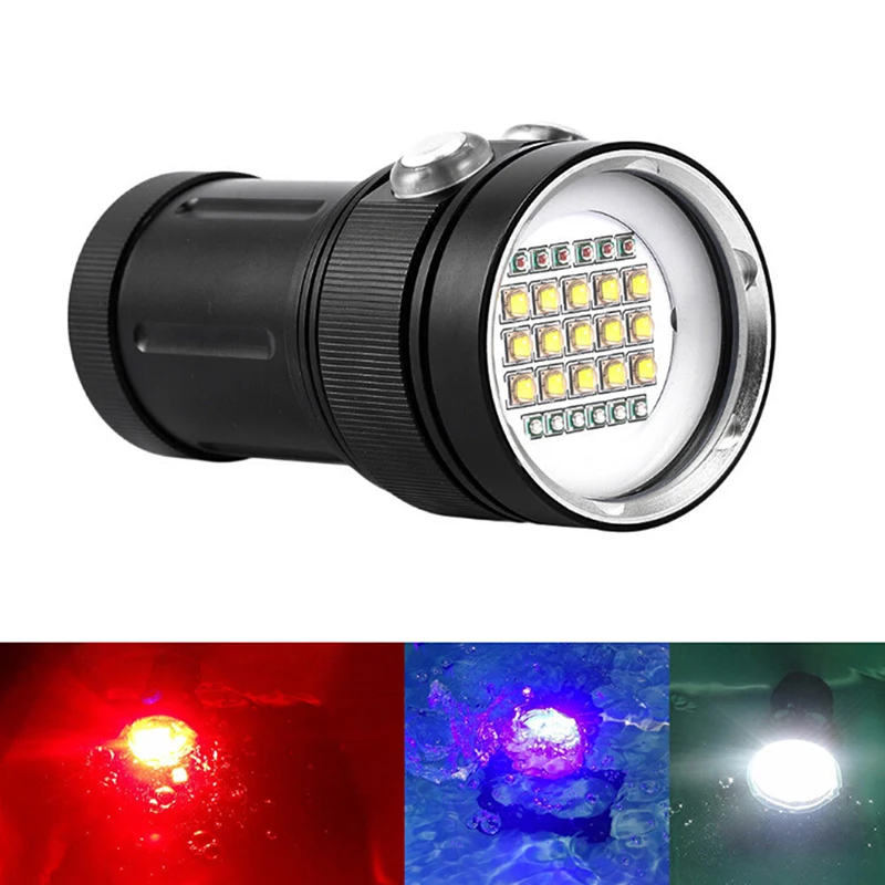 

1pc Underwater Video 15 XM L2+6 Red+6 UV LED Photography Flashlight Diving Light High Quality