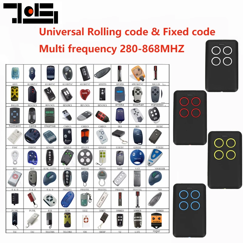 

Multi frequency 280-868mhz gate control Garage remote control clone garage command barrier remote universal Handheld transmitter