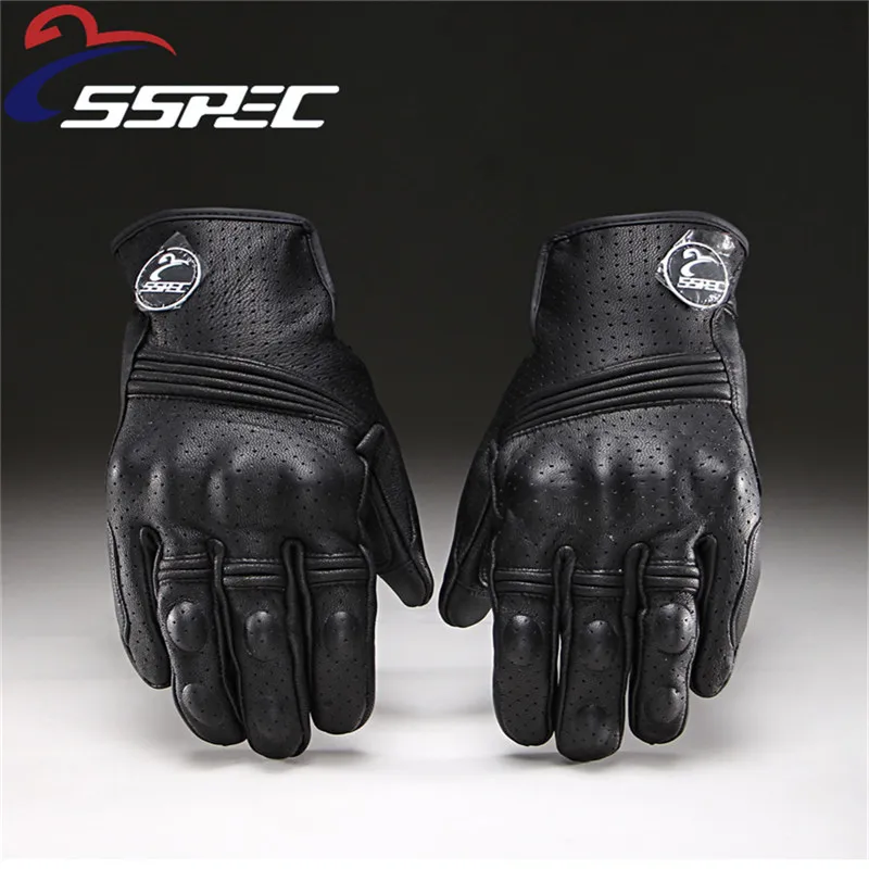 SSPEC Motorcycle Gloves Leather Touch Screen Moto Glove Men Electric Bike Motocross Protective