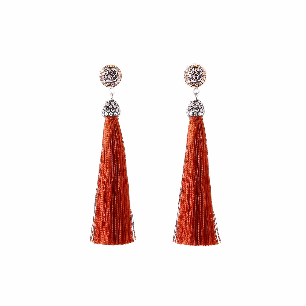 12 New Women Tassel Earrings Boho Bohemian Long Exaggerated Silk Fabric Dangling Earrings For Women Orecchini Lunghi Oorb CS23