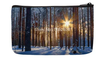 

Winter Landscape with a Coniferous Forest in Beams of the Sunset Print Custom Small Cosmetic Bag Wristlet hand bag