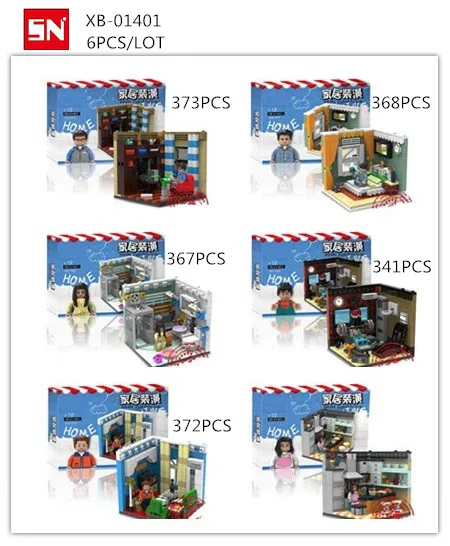 

XB-01401 6Pcs/lot Building Block Bricks Household decoration series Educational BABY Toys children gift