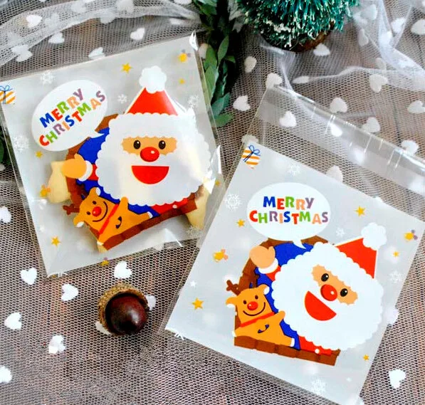 Free shipping Christmas Santa Claus cookie candy bag party gift packing