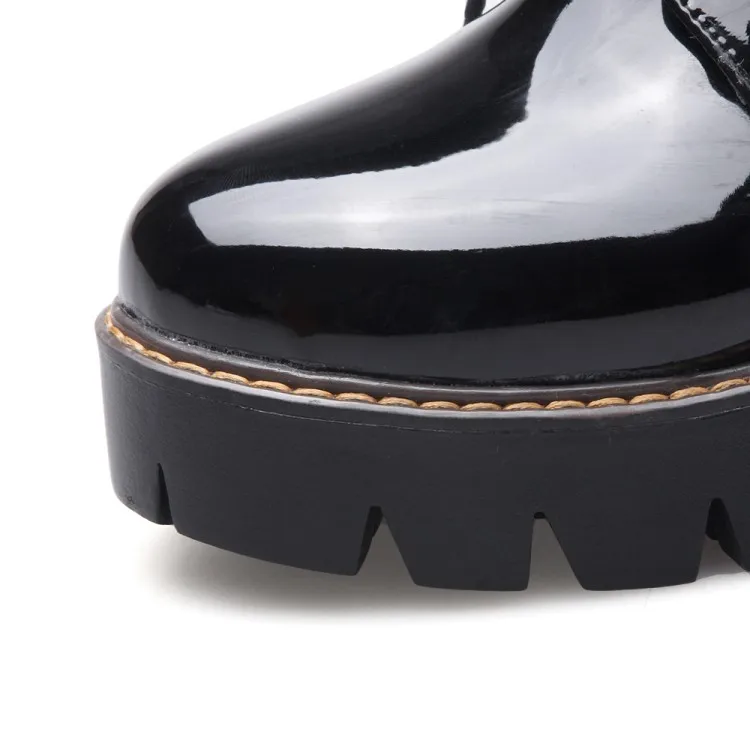 Platform Shoes Woman High Thick Heels Oxford Shoes For Women Patent Leather Creepers Casual Oxfords Spring Pumps Women Shoes Red (8)