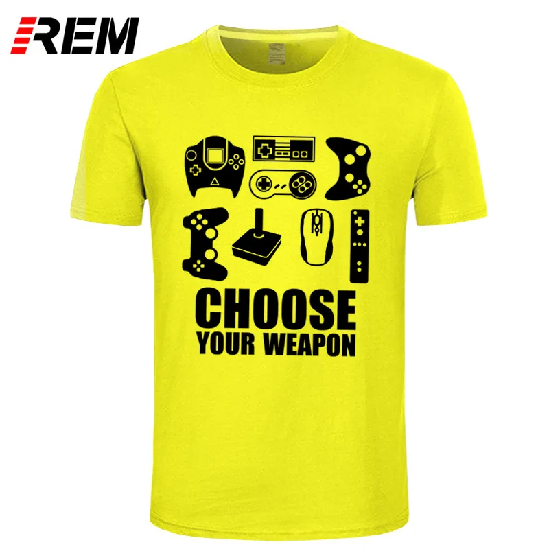 REM, новинка, летняя мужская футболка, выберите свое оружие, геймер, футболка, контроллер видеоигр, хлопковая футболка с коротким рукавом