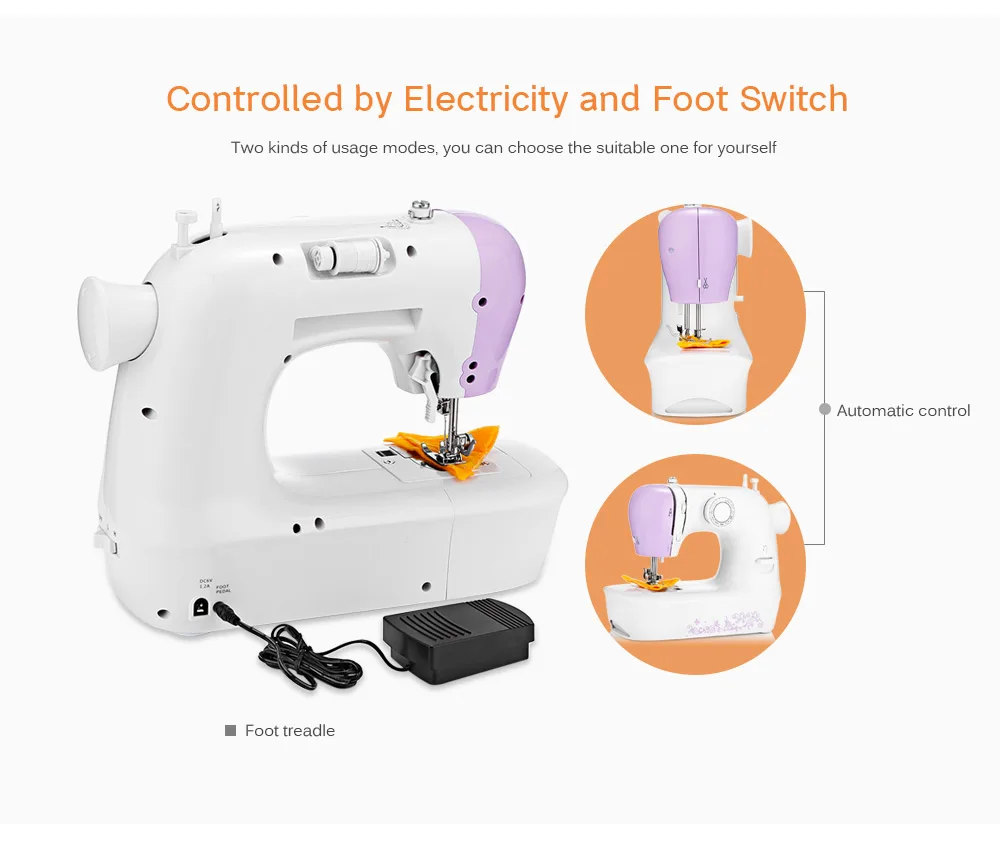 1803 Household Mini Automatic Thread Sewing Machine Double Speed Control Button with 12 Different Stitches