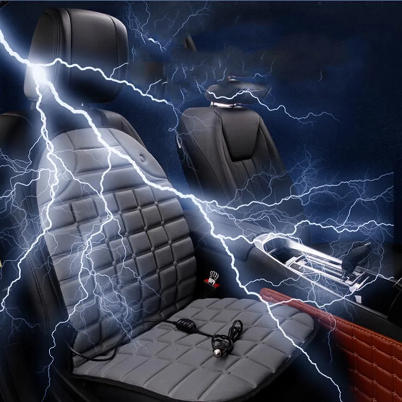 Подушка для сиденья автомобиля с электрическим подогревом, зимняя подушка для сиденья автомобиля, чехлы для сидений с подогревом, универсальные Соединенные поставки, черный и серый цвета
