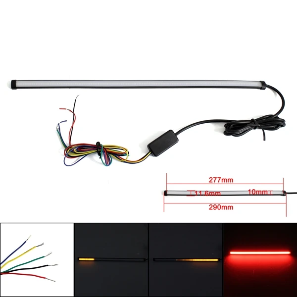 29 см, 45 см, 60 см, Светодиодная лента для мотоцикла, на стоп-сигнал, тормозной светильник, переключатель, стробоскоп, задний светильник, сигналы поворота - Цвет: 29cm red light