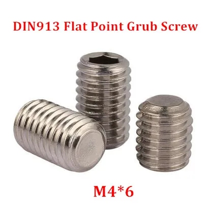

100pcs M4*6 DIN913 Hex Socket Flat Point Set Screws 304 Stainless steel Hexagaon Grub Screw