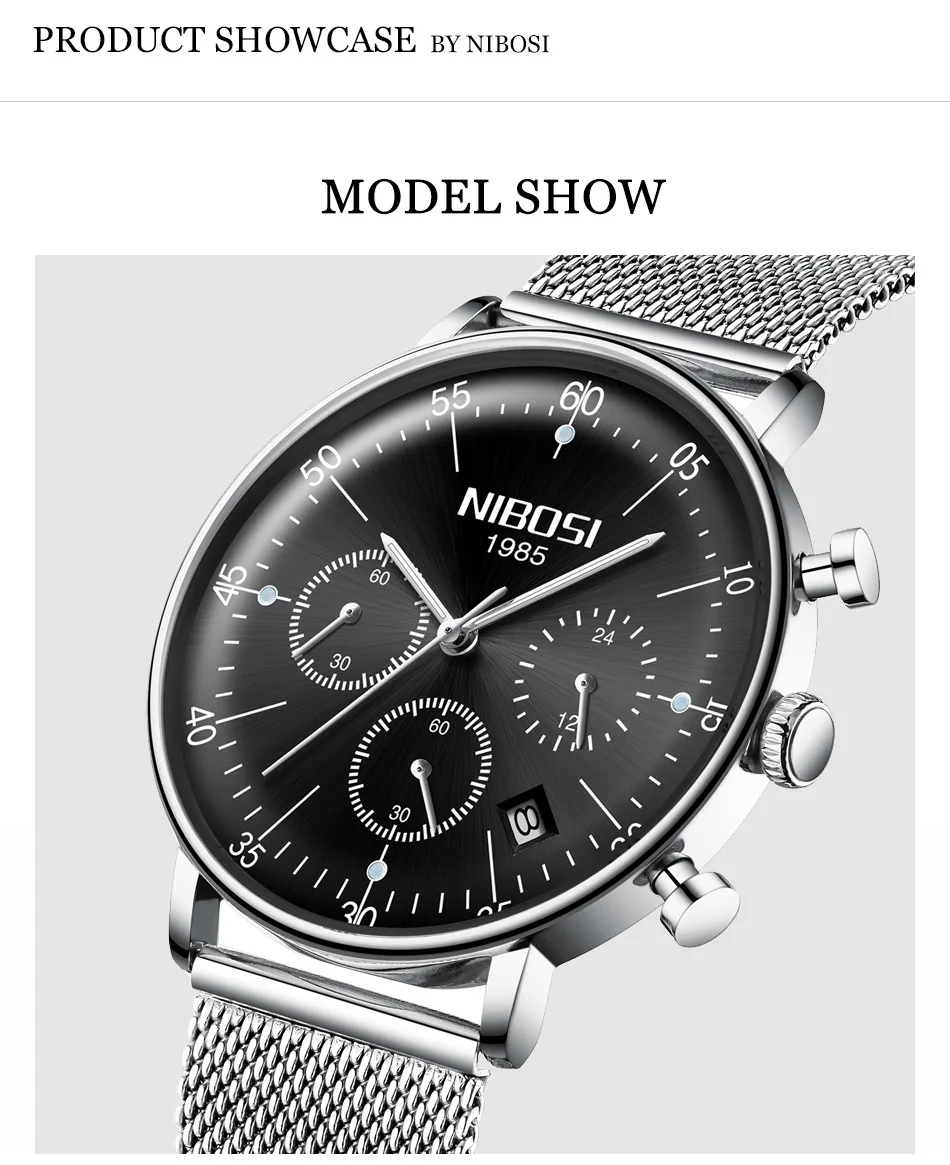 Erkek Kol Saati Markalar NIBOSI Silver Watches Men 2018 Luxury Brand Sports Casual Create Watch For Gift Waterproof With Date    (3)