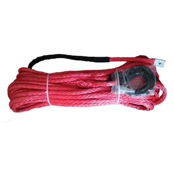 

1/2"x100' Red Synthetic Winch Rope With Hook for ATV/UTV Cars KFI Trucks Tractor Vehicles