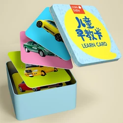 Cartes d'éducation préscolaire pour bébés, caractères chinois, avec image, outils de transport, anglais, 44, pièces/boîte 