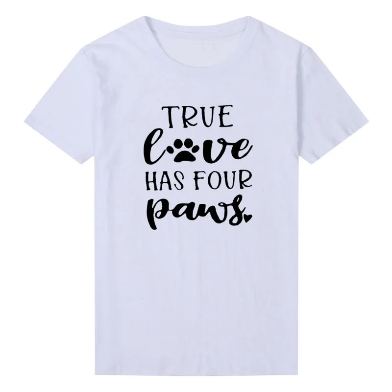 Sunfiz YF True Love Has Four Paws белая футболка Tumblr Забавные футболки с графикой женские