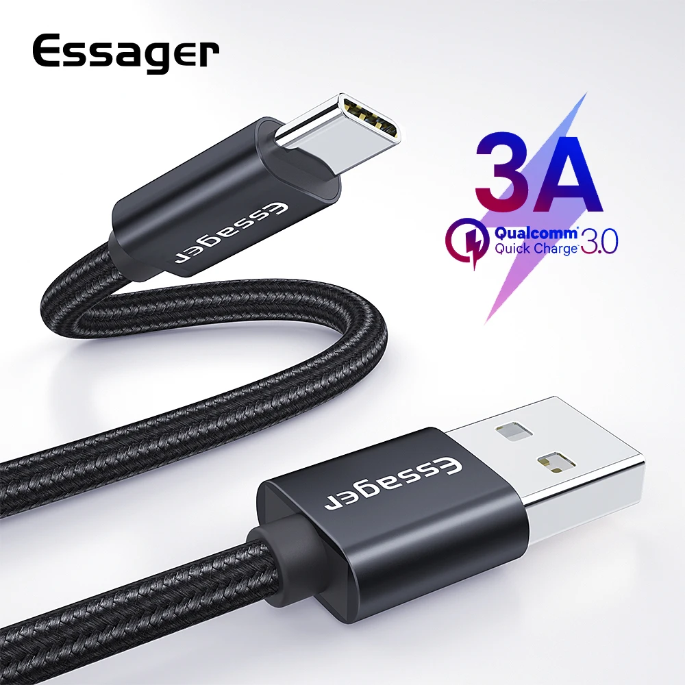 

Essager 3A USB Type C Cable Fast Charging For Samsung S10 S9 USB-C Fast Charge For Xiaomi mi9 Type-C Quick Charge 3.0 Data Cable