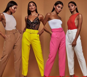 

Elastic Drawstring Casual Trousers Belt Casual Women Clothes Fashion Women's Pants High Waist