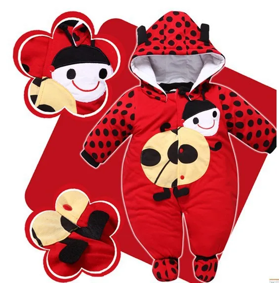 Inverno do Bebê Bonito dos Desenhos Grossa com Capuz 0 9months e outono Meninas Meninos Macacão Animados Quente Macacões Recém nascidos Roupas Infantis Roupas Bc1225 4 romper cartoon