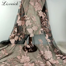 Новинка, 1 ярд, Цветочная вышитая кружевная тюль, французская африканская Прозрачная кружевная ткань для свадьбы, нигерийские вечерние платья, модные DIY