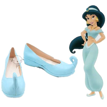 

Aladdin Jasmine Cosplay Shoes Boots Blue Flat Shoes Halloween Carnival Cosplay Costume Accessories For Women Custom Made Shoes