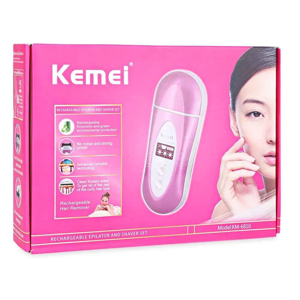 Kemei KM-6810 инфракрасный удаления волос Для женщин бритья электробритва шерсть эпилятор для бритья Женская бритва, средства для ухода для женщин Комплект Штепсельная Вилка европейского стандарта