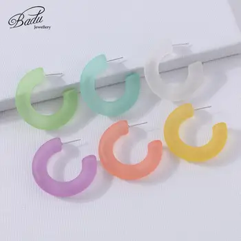 

Badu Korean Cute Acrylic Women Hoop Earrings 2019 Trendy C Shape Geometric Statement Earrings Fashion Female Jewelry Party Gift