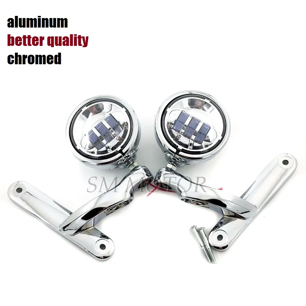 

Motorcycle 4.5" Auxiliary Fog Passing Light Housing Brackets For harley Touring street glide roadking electra Frame CHROME 06-13