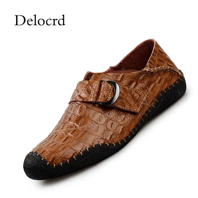 

Brand New Crocodile Pattern Cowhide Leather Shoes Men Moccasins Slip On Loafers Casual Patent Leather Men F