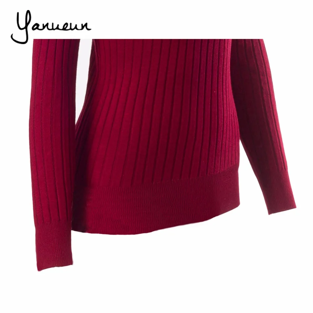 Yanueun, модные женские свитера и пуловеры, Женский однотонный шерстяной пуловер, вязаный Повседневный свитер большого размера