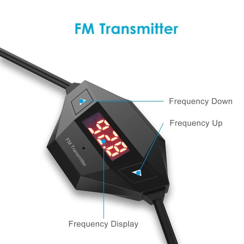 zebra car Wireless FM Transmitter Radio Car Kit for Smart Phones bundle with 3.5mm Audio Plug and Car Charger, Black