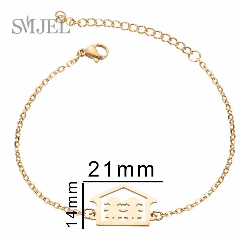 SMJEL Roommate Close friend Shape Charm Bracelet Stainless Steel Bracelets Jewelry For Best Friend Perfect Birthday Gift idea