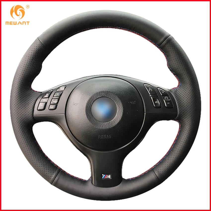 

MEWANT for BMW E46 E39 330i 540i 525i 530i 330Ci M3 2000 2003 2003 Black Genuine Leather Car Steering Wheel Covers Accessories