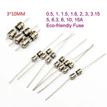 20 штук 1 ССКП 3*10 мм 250 в осевые Быстрый Удар полный Стекло предохранитель с подводящего провода 0,5 1 1,5 1,6 2 3 3,15 5 6,3 8 10 15A предохранители