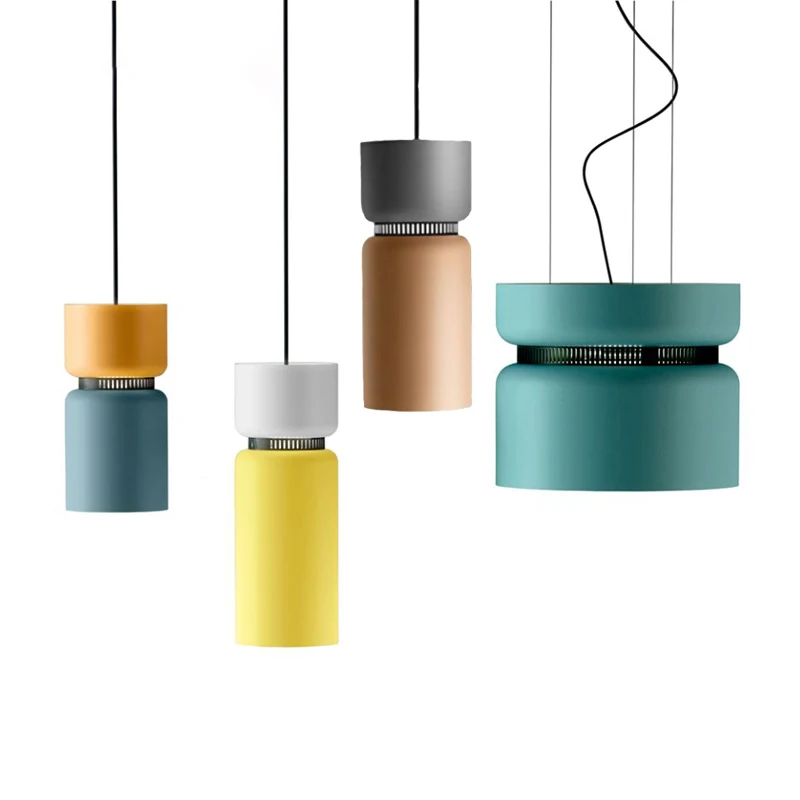 

Nordic modern simple pendant light iron art style macarons colours creative Living room small bedroom restaurant LED droplight