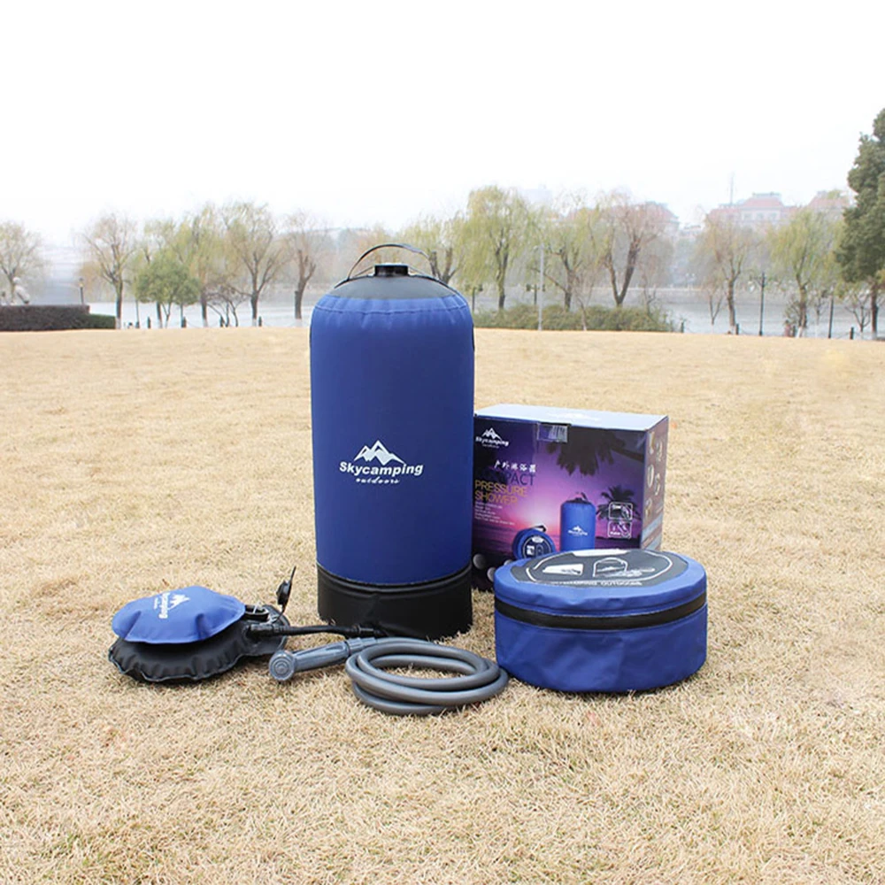 Chuveiro de Pressão Chuveiro com Bomba Água para Acampamento ao ar 11l ao ar Livre Portátil Inflável Acampamento pé Leve Bolsa Pvc 22 pressão portátil inflável acampamento chuveiro com bomba