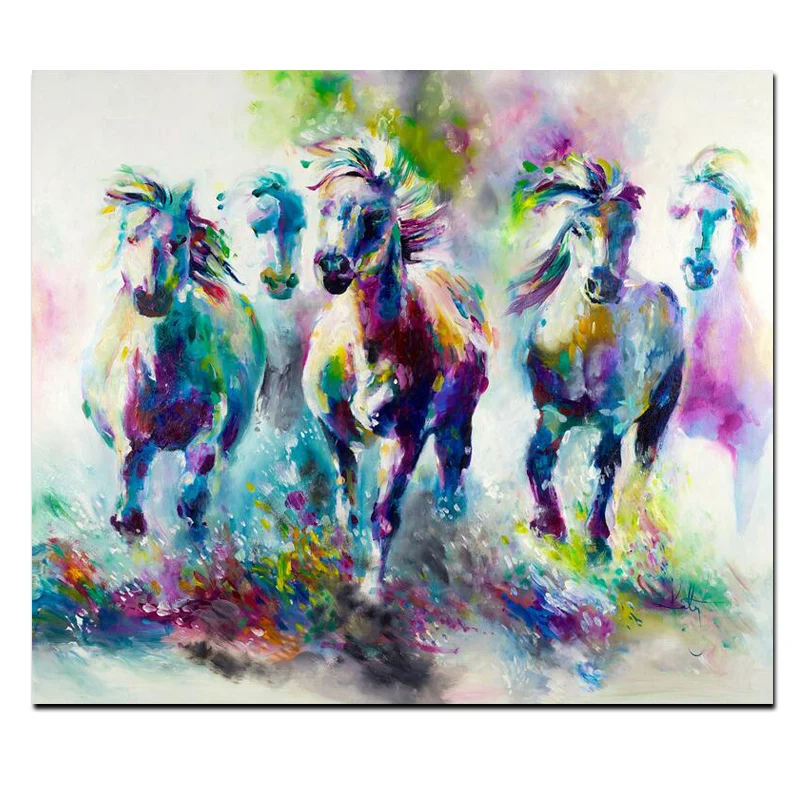 

Katy Perry Style Watercolor Horse Running Canvas Painting on Canvas Pop Art Animal Wall Picture for Living Room Cuadros