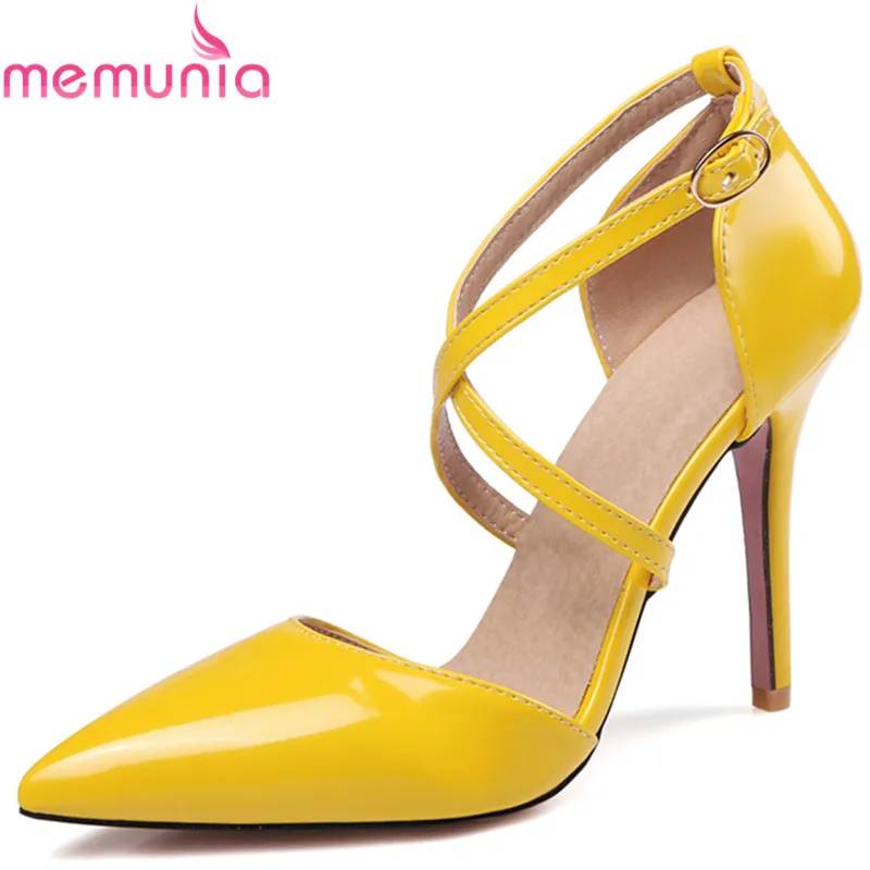 

MEMUNIA 2018 fashion new arrive women pumps fashion cross buckle pointed toe super high ladies party shoes big size 34-47