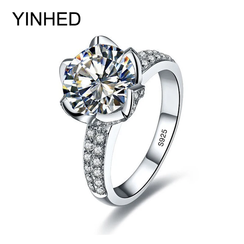 yinhed brand exquisite flower wedding ring 925 silver ring 3 carat cz diamant engagement rings for - Flower Wedding Rings yinhed brand exquisite flower wedding ring 925 silver ring 3 carat cz diamant engagement rings for - Flower Wedding Rings