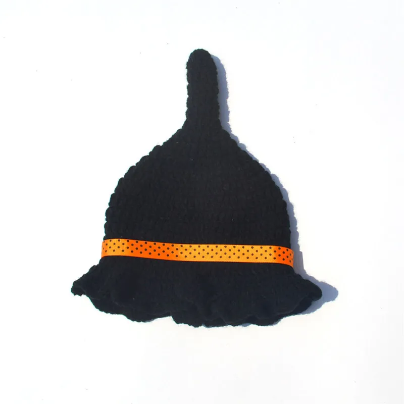 Latest Crochet Newborn Photography Prop Boy Girl Witch Magician Hat & Cover Crochet Knitted Outfit Halloween Costumes MZS-16020