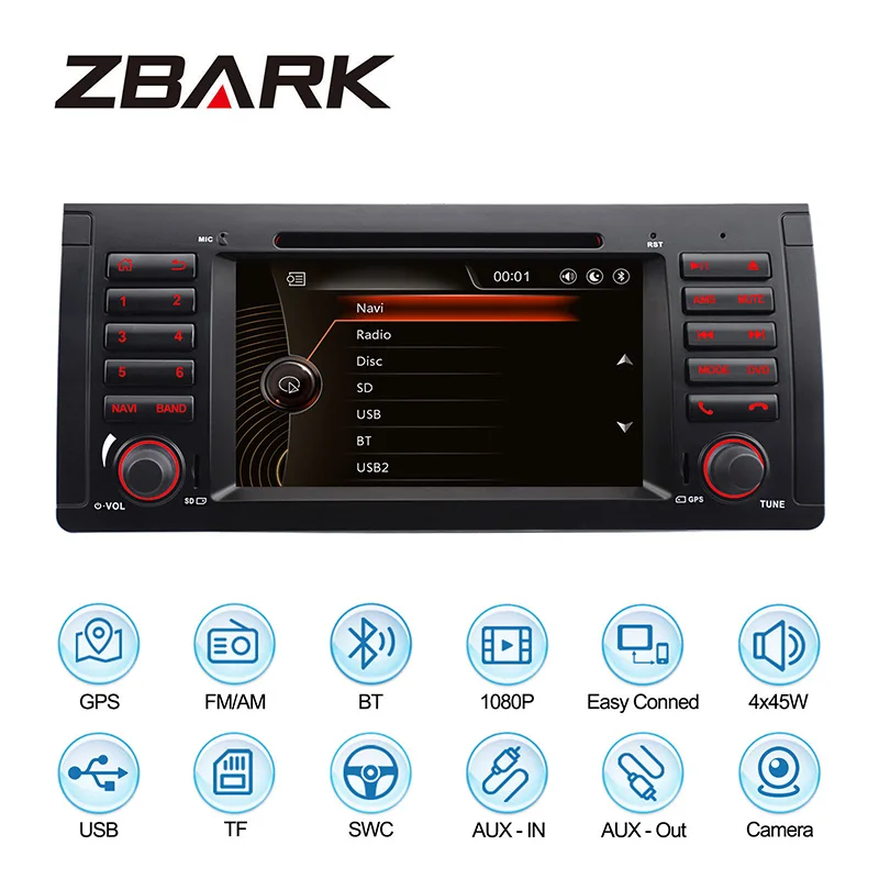 

7 inch 1 din Touch Screen Car DVD Player CANbus GPS Navigation For BMW E53/320/ X5 1996 1997 1998 1999-2006 YHBWE39W