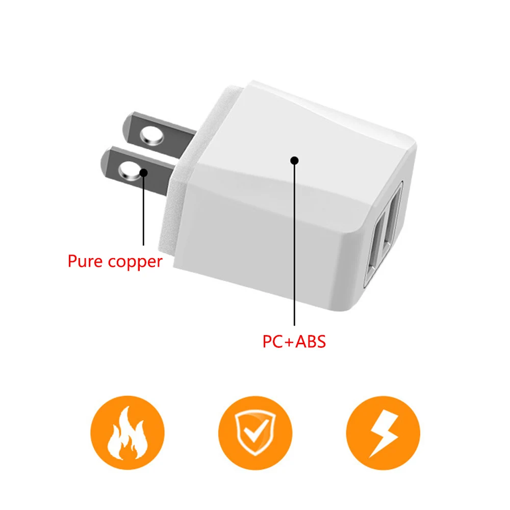 Dual USB Charger, Mobile Phone US Charger Plug Travel Wall Charger Adapter For iPhone iPad Samsung Xiaomi Phone Charger