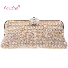 Fawziya Clutch Bag Acrylic Men-made Diamond Mesh Lady Upscale Elegant Evening Party Clutch
