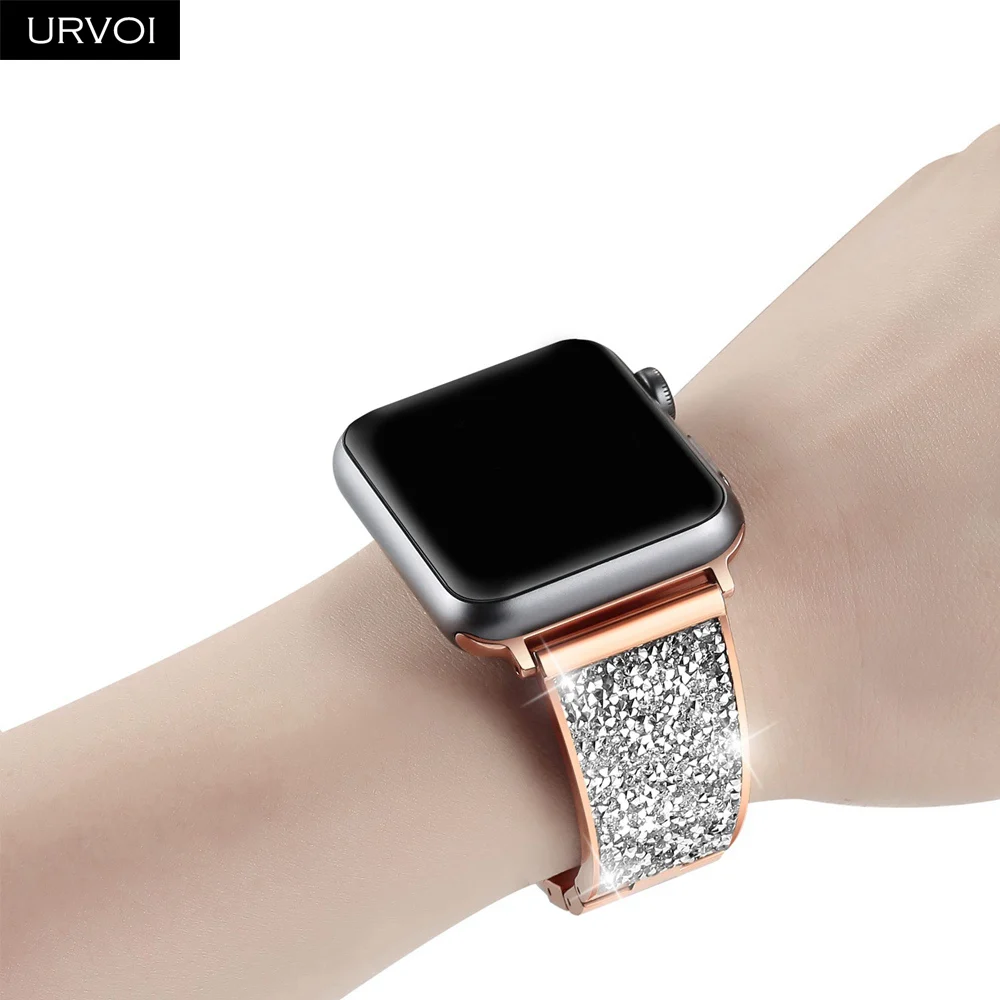 URVOI браслет для apple watch series 4 3 2 1 ремешок iwatch Роскошный Блестящий Цирконий