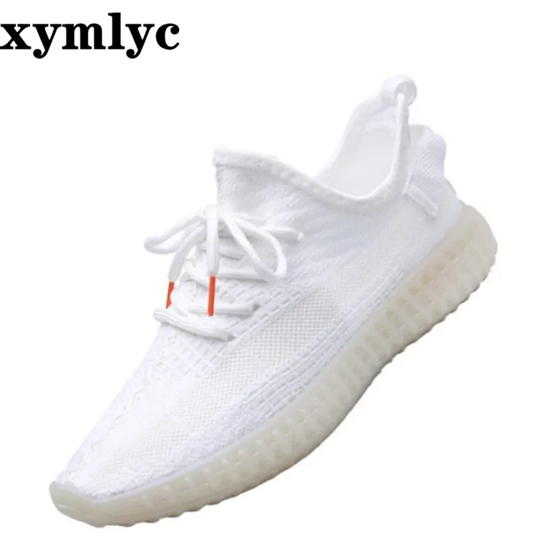 

2019 new autumn men's shoes luminous magic tide shoes Korean solid color round head soft mesh laceup wear-resistant casual shoes