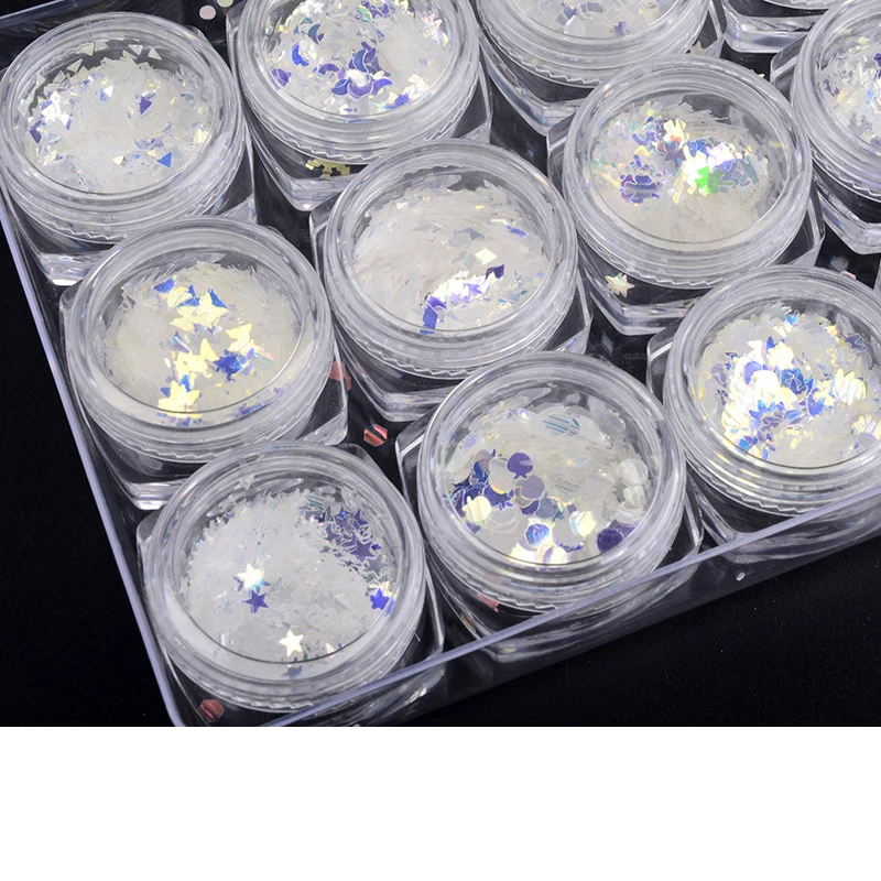 

NEW 12box/set Colorful Blue Sequins Shiny Nail Glitter DIY Acrylic Glitters Paillette Tips UV Gel Nail Art Decorations Wholesale