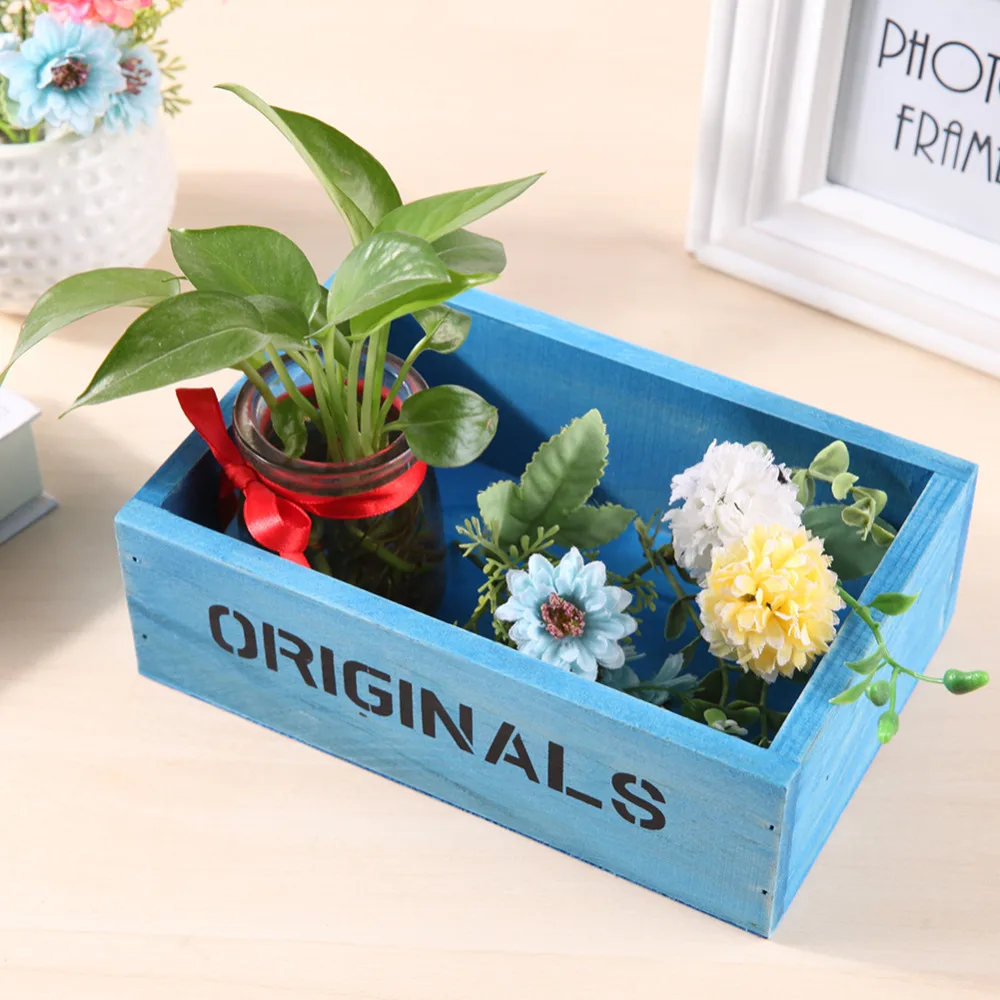Handmade Antique Wooden Table Sundries Container Cosmetics Storage Box Home Multifunctional Flowerpot Jewelry Holder