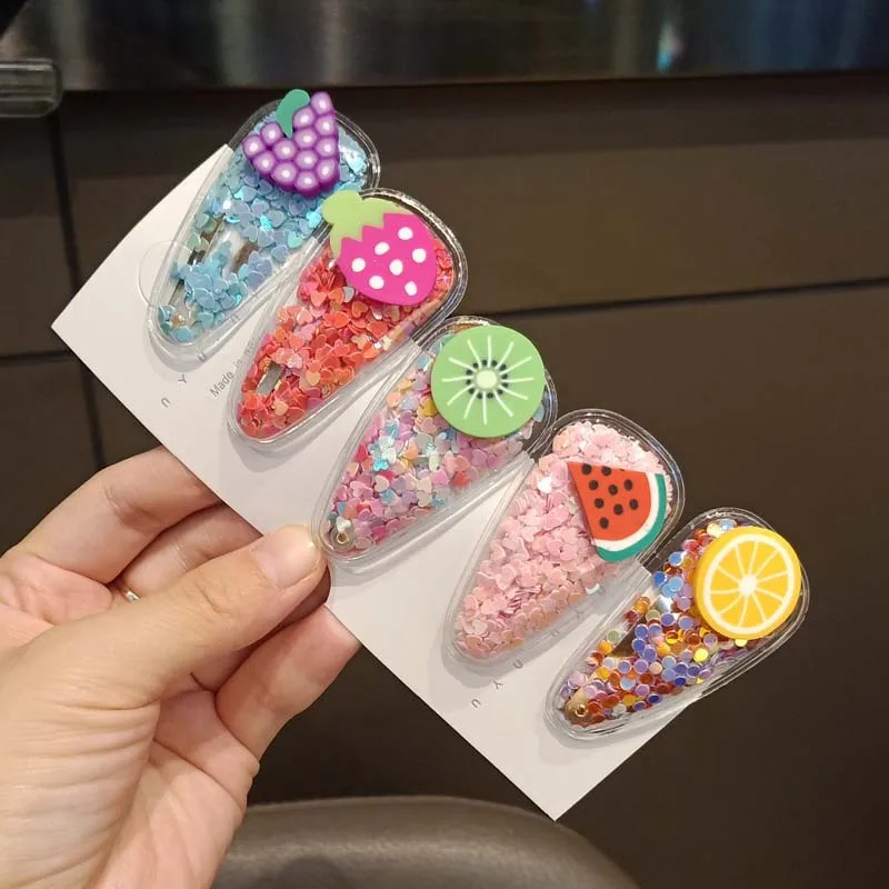 

ZMASEY 2pc/card Creative girl cute fruit hair clips Clear PVC side clip baby BB Hairpin Headdress Accessories